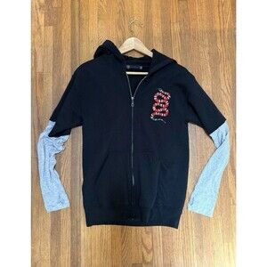 Jet John Eshaya Layered Black Gray Hoodie Zip Up Women’s Small Gucci Snake